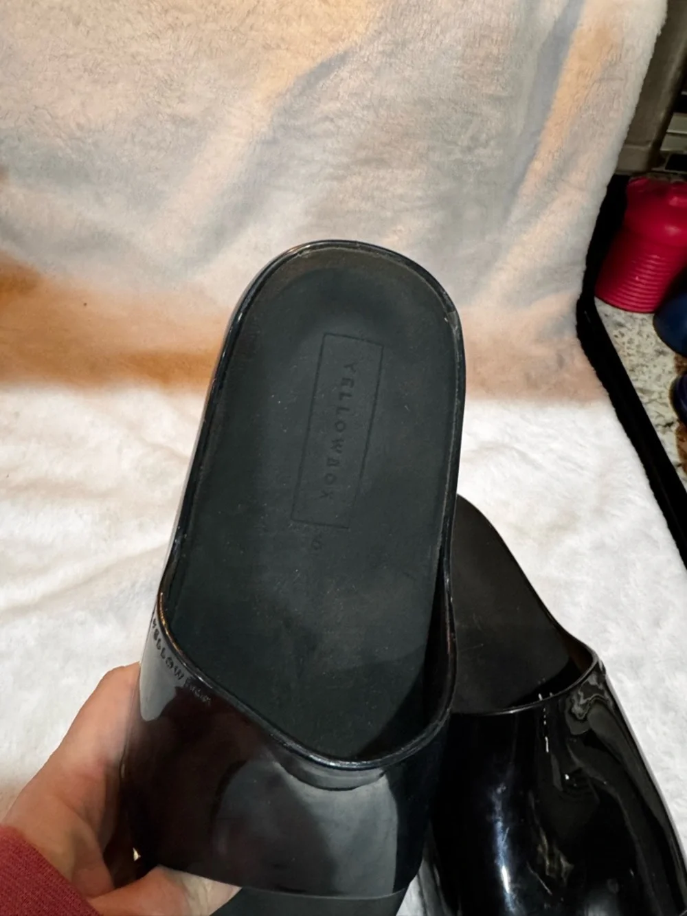 Yellow Box Black Slide Sandals - Picture 2 of 4